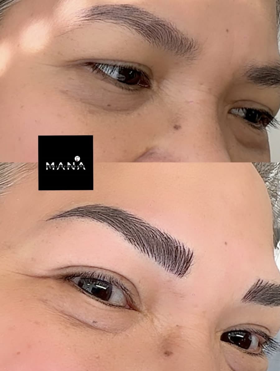 Natural Microblading Result – Jesmond Studio Sparse eyebrows transformed with natural hair-stroke microblading at Mana Semipermanent, our semi-permanent makeup studio in Jesmond, Newcastle.