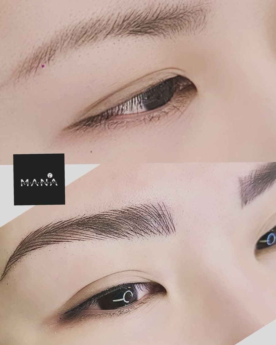 Microblading & Eyeliner Combination Result Natural eyebrow microblading paired with semi-permanent eyeliner, completed at Mana Semipermanent in Jesmond, Newcastle upon Tyne.