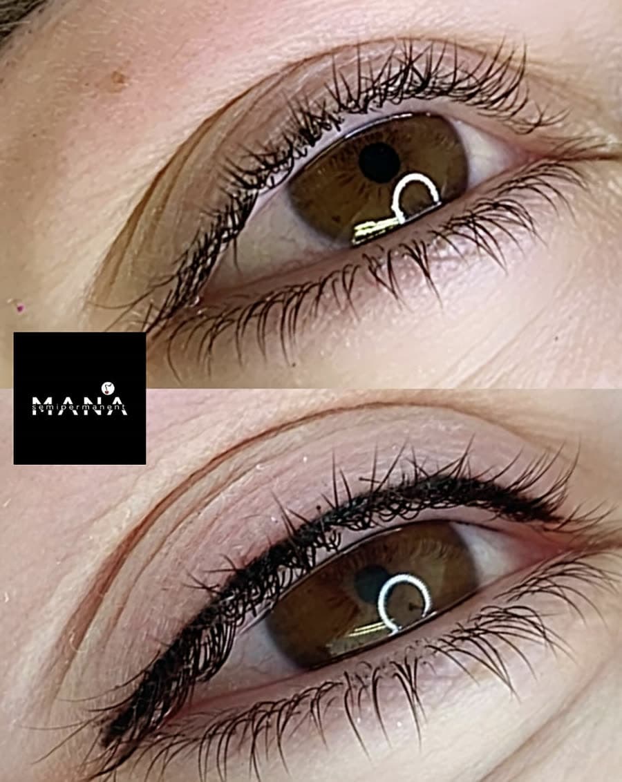 Winged Eyeliner Tattoo Result Semi-permanent eyeliner with a soft wing enhancing the lash line, a treatment carried out by Mana Semipermanent in Jesmond, Newcastle upon Tyne.